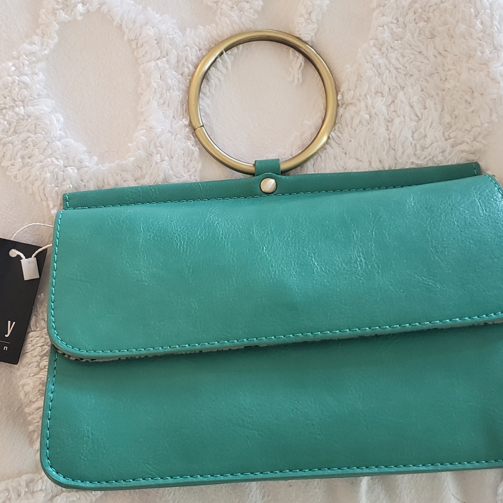 Elegant Teal Handbag with Gold Accent